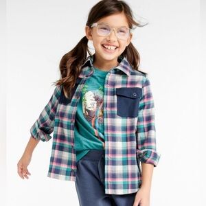 L.L. Bean Multicolor Plaid Flannel Snap buttons Shirt for kids size Large 14-16
